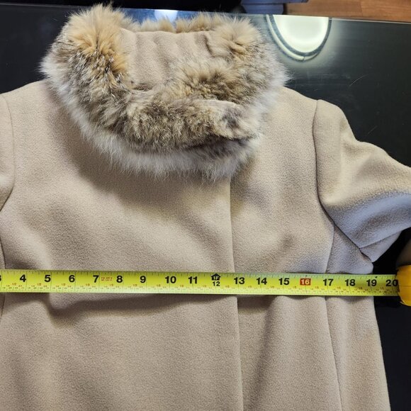 Vintage Cuddle Coat Beige Wool Coat with Faux Fur Trim Size M - Picture 6 of 9
